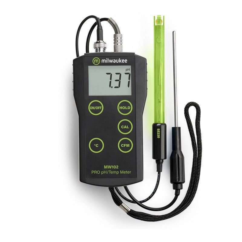 Medidor portatil de pH y temperatura.